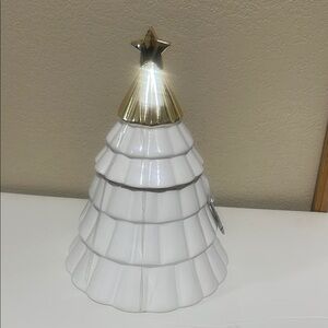 White and Gold Holiday Decorative Cookie Jar Christmas Tree